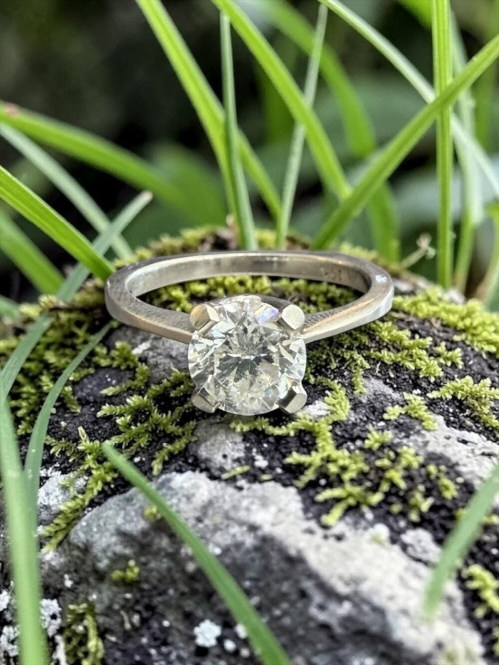 14k White Gold 0.90ct Natural Diamond Solitaire Ring with Appraisal